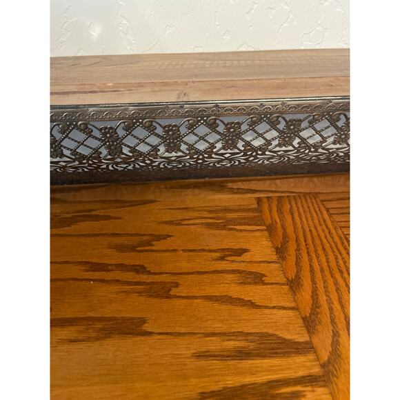 Belle Maison Decirative shelf Bronze tone metal with rustic wood top - Picture 2 of 6